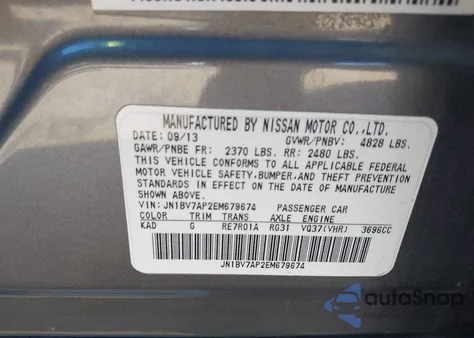 2014 Infiniti Q50 Premium z USA, uszkodzony, nr VIN JN1BV7AP2EM679674